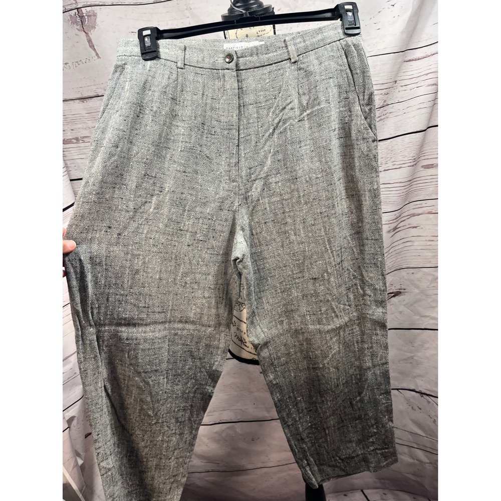 GARFIELD & MARKS Womens Gray Linen Blend Cropped Pants Size‎ 10 Pleated Front